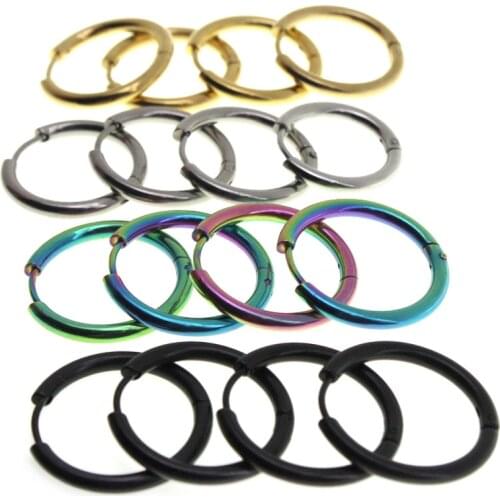 4pair 2.5mm Thick 316 Stainless Steel Circle Hoop Earrings Piercing for Women Men Black Gold Silver Color Round Earrings Hooks