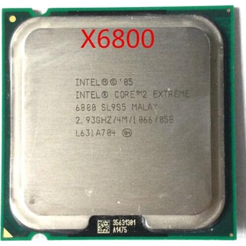 Original lntel Core 2 X6800 x6800 CPU/LGA775/ConroeXE/FSB1066MHz/B2/HH80557PH0774M/2.93GHz/4MB L2/75W TDP