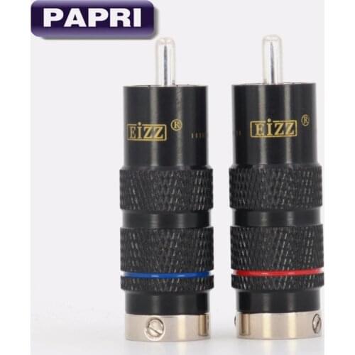 PAPRI EIZZ Rhodium Plate Male RCA Plug Connector HIFI Amplifier Audio Video CD Player Lot/4PCS