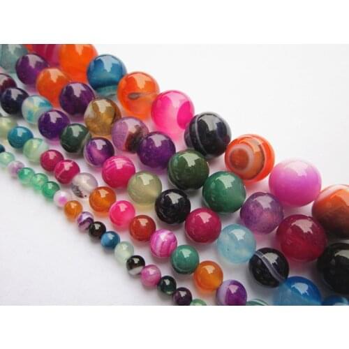 Stripe colored agate DIY accessories Handmade Bracelet loose beads semi-finished handicraft