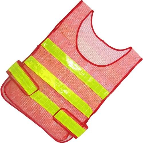 High Visibility Industrial Work Safety Bands with Reflective Stripe -Red