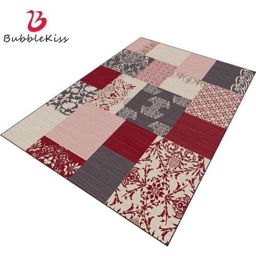 Bubble Kiss Customized Carpets For Living Room Red Retro Printing Stitching Pattern Rug European Style Bedroom Non Slip Foot Pad