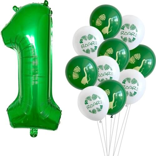 Happy Birthday Balloon Dinosaur Party 1 2 3 4 5 Foil Balloons Air Baloon Boy 1st Birthday Party Decorations Kids Babyshower Dino