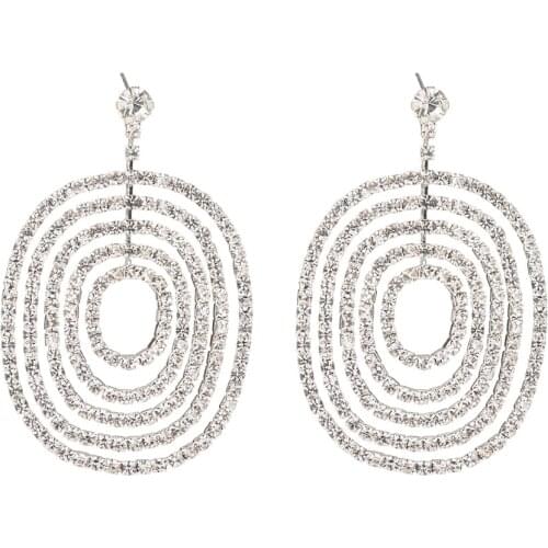 Large round Drop Earrings Bride Teardrop Shape Crystal Earrings for Women Rhinestone Dangle Wedding Earring Jewelry E600