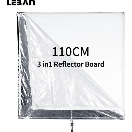 110cm x 110cm (43in x 43in) Scrim Collapsible Aluminum Alloy Frame Silver/White Diffuser Reflector with Angle Adjustment Handle