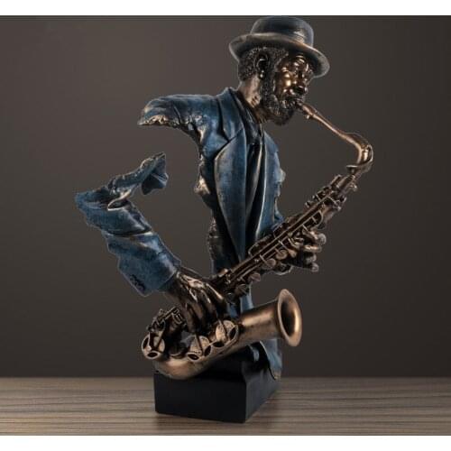 57cm Modern Music Saxophone Bust Statue Abstract Figure Musician Figurine Resin Art&Craft Home Decor Decoration
