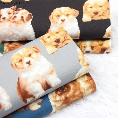 110x45cm Thick Cotton Fabric Cartoon Dog Printed Cloth Sewing Bag Cushion Garment Quilting Fabrics For Patchwork Needlework DIY