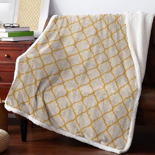 Country Style Morocco Yellow Throw Blanket Soft Fleece Blankets Winter Blanket Portable Picnic Blankets Bedclothes