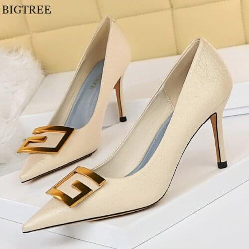 Plus Size 34-43 Patent Leather Women Office Shoes Shallow Fashion Women Pumps Pointed Toe Sexy High Heel Dress Party Shoes Woman