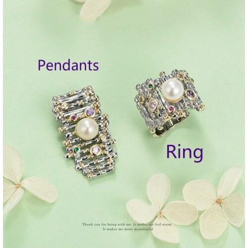 Women Pearl Rings S925 Bamboo Women Rings 925 Sterling Silver Adjustable Rings Bamboo Shape Pearl Ladies Festival Rings