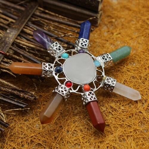 1PCS Chakra Reiki Energy Pyramid Pendulum Natural Stone Amethysts Quartz Crystal Meditation Jewelry Pendant Home Decoration