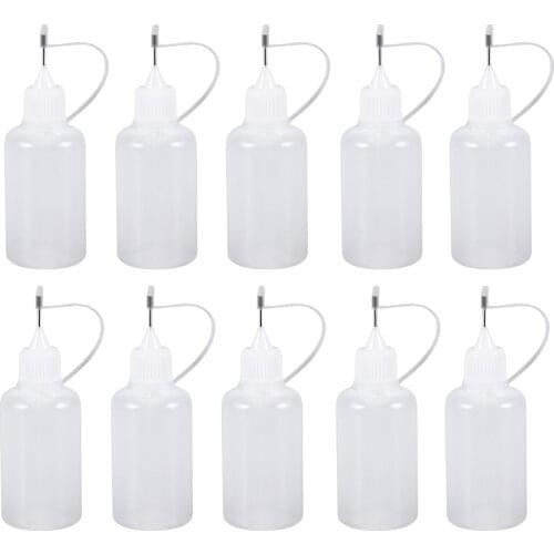 10Pcs 30ml Needle Tip Glue Bottle Applicator DIY Quilling Tool Precision Bottle (White)