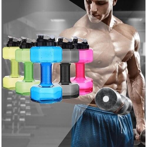 2.2L dumbbell-shaped plastic large-capacity gym sports bottle outdoor fitness bike camping riding kettle