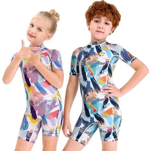 2021 New Kids Boys One Pieces Swimsuit LONG Sleeve Surf Swimwear Swimming Suit Rash Guard Cartoon Spandex UPF 50+ 3 to 14 Years