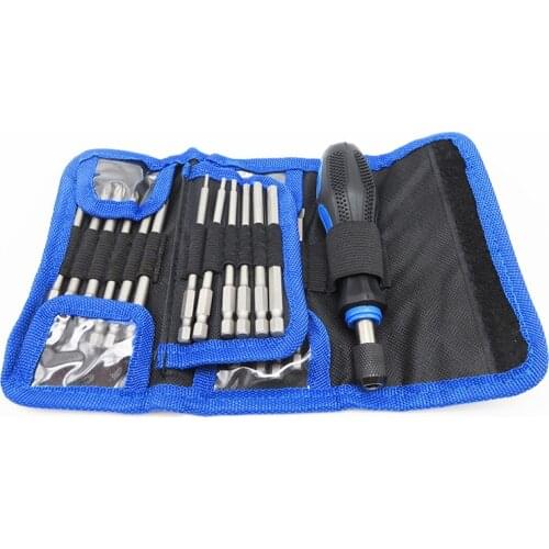 24Pcs Screwdriver Bit Long Arm Rod Electric Power Screwdriver Bits Tool With Bag Hexagon Torx Phillips Slotted