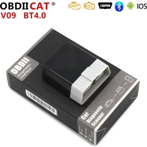 50PCS DHL OBDIICAT V08/V09 ELM327 PIC18F25K80 Car Diagnostic Tool Better Than V1.5 OBDII obd2 Scanner For Android IOS Windows