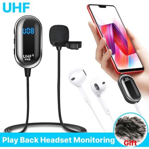 UHF U13 Wireless Interview Microphone Lavalier Lapel Microphone Recording Mic for IPhone IPad Android PC SLR Camera Youtube Live