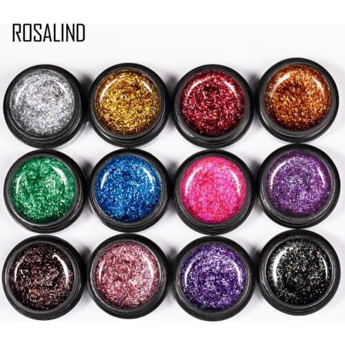 ROSALIND Shiny Silk Gel Nail Polish Bright For Glitter Painting Nail Art Design Need UV Lamp Top Base Primer For Manicure