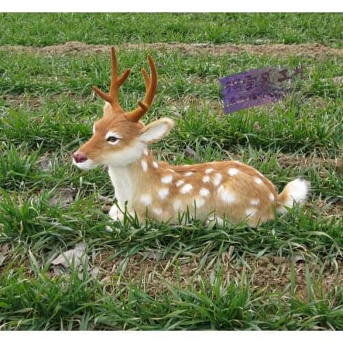 Big simulation sika deer model resin&fur lying deer toy model doll gift about 52x23x45cm 0849