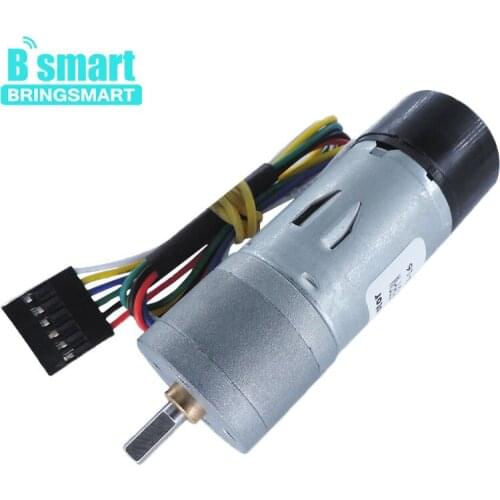 Bringsmart JGA25-370GB Encoder Motor DC 12 Volt Gear Motor Low Speed Brush Motor Mini Gear Electric Motor Fully Enclosed Encoder