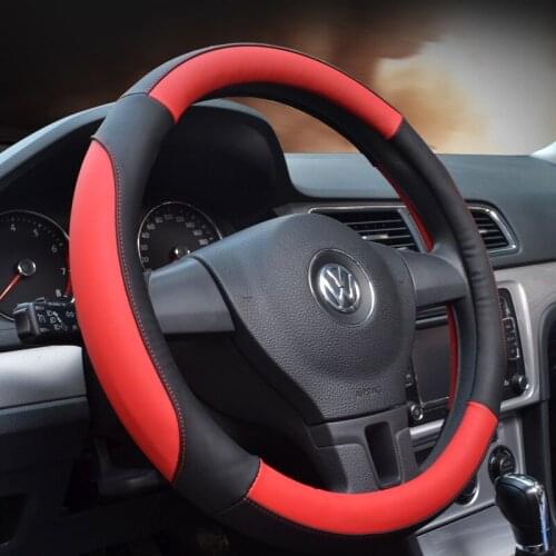 Car Steering-wheel Cover 37CM-38CM Superfine leather Universal Car-styling Sport Auto Steering Wheel Covers Anti-Slip