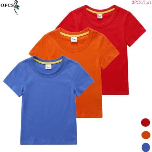 Cheap Sales Summer Boys T Shirt Childrens Cotton Tops Tees Baby Kids Solid Outwear 2-12Y Clothes Packaging 3pcs Different Color