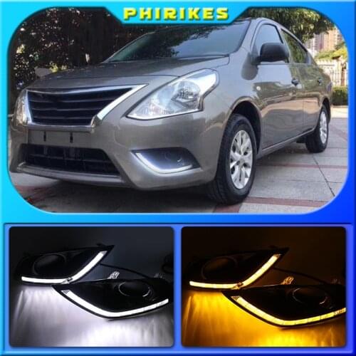 2pcs For Nissan Almera Latio Sunny Versa 2014 2015 2016 2017 2018 DRL Daytime Running Lights Daylight Fog Head Lamp