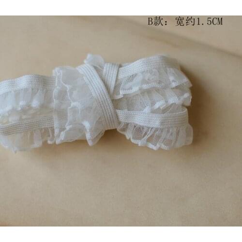 10 Meters Beautiful Ivory Ruffle Elastic Lace Trim Stretch Lace Trimming for Invitation Skirt Lace Fabric 1.5cm Width