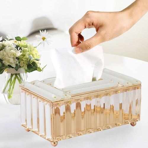 Crystal Tissue Box Simple Home Living Room Coffee Table Drawers Desktop Napkin Storage Box Creative Car Living Room