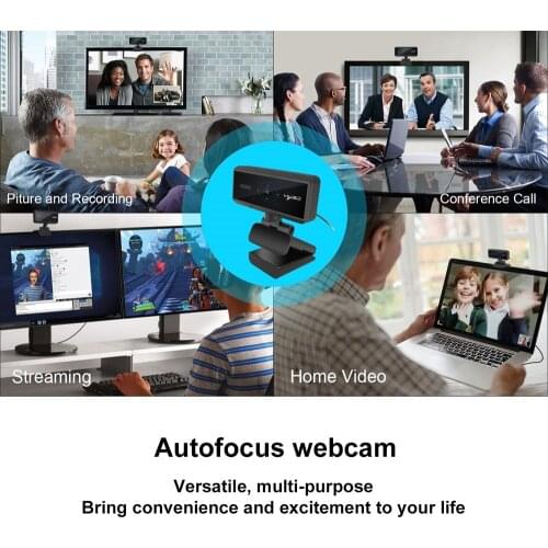 HXSJ S3 5MPs Auto Focus Webcam HD 1080P Web Camera with Built-in Microphone computer camera with Privacy Cover for PC Laptop