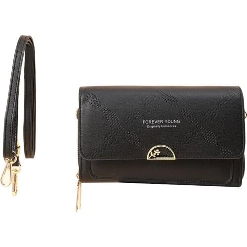 Korean Trend women wallets 2021 With Straps Small Bag for phone Leather Wallet bag Long brand purses for women coins and cards