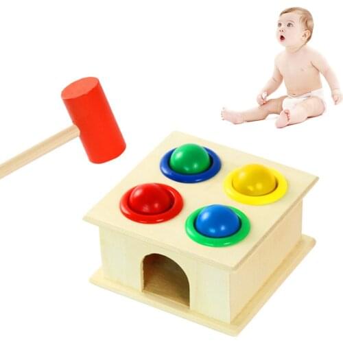 Colorful Wooden Hammer Stick Hammer Box Toys Wood Knocks Pounding Hammering Percussion Kids Early Educational Toy #10