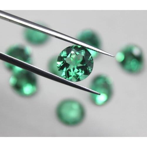 Round shape faceted created emerald gemstone beads green tourmaline loose stone verdelite stones for DIY jewelry maikng