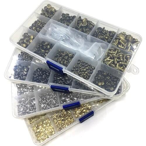 300 sets Metal Belt Rivets 5+6+7+8+9+10mm Double Cap Rivets Snaps Leather Bag Buttons Shoes nails Pet Collar Decor Buttons tools