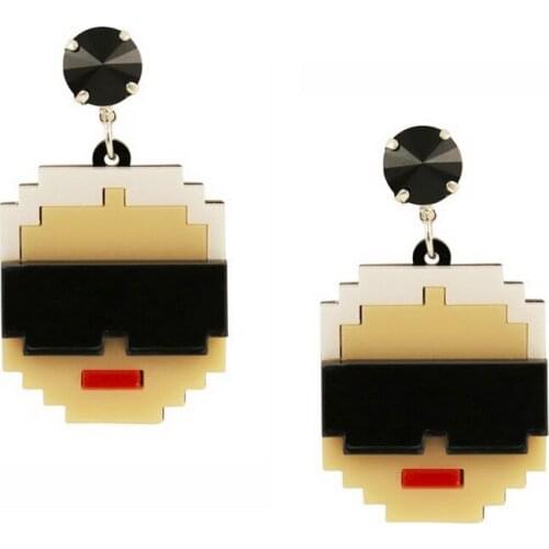 Trendy Classic Pixelate Cartoon Character Head Earrings For Women High Quality Acrylic Earrings Fashion Jewelry E20027