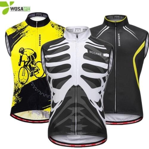 WOSAWE Sleeveless MTB Cycling Jerseys Team Men Reflective Gilet Bike Base Layer Waistcoat Cycle Clothing Bicycle Shirts
