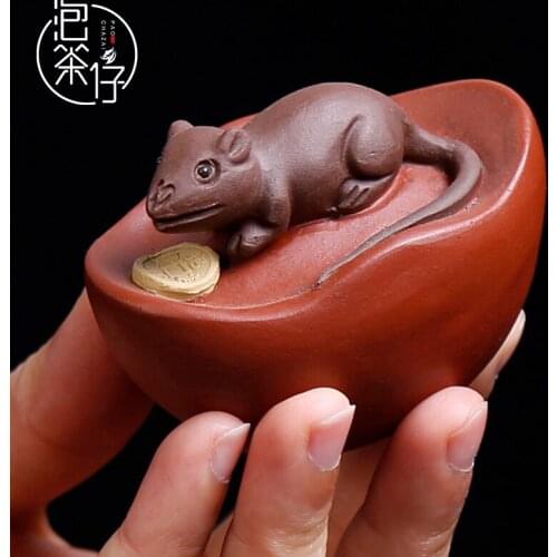 Zodiac mouse pet purple sand tea to rat to treasure a thriving business cute tea tea tea table furnishing articles