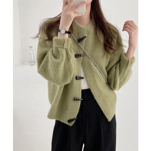 Fall 2021 Women Clothing Oversize Womens Sweaters Autumn Vintage Loose Winter Sweater Knitted Women Cardigan Knit Button Maxi