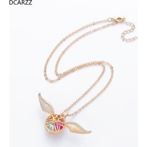 Golden Snitch Pearl Cage Pendant Necklace Female long Chain Fashion Vintage Choker Locket DIY Jewelry Necklace for Women Gift