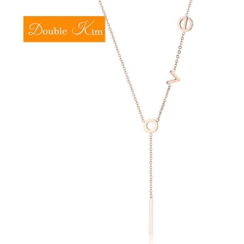 Alphabet Pendant Necklaces Girls Letter Titanium Stainless Steel Chain Necklace Fashion Ladies Trendy Gold Women Jewelry