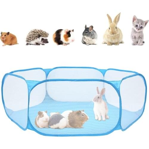 Portable Pet Fence Foldable Small Dog Cat Animal Cage Game Playground Fences for Hamster Chinchillas and Guinea- Pigs