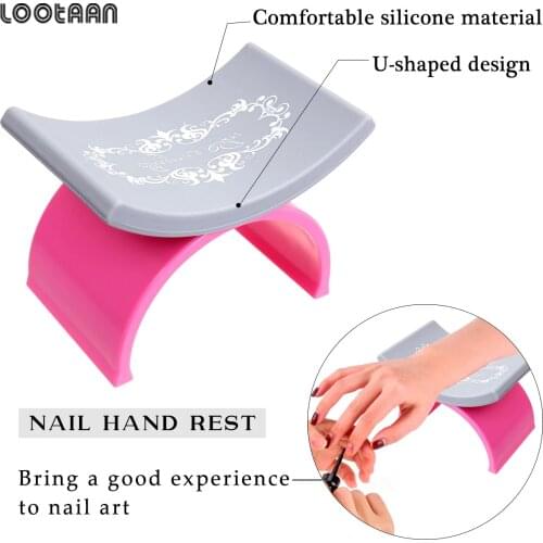 Lootaan 3 Styles U-shaped Silicone Nail Art Hand Rest Nail Polish UV Gel Painting Wrist Pad Arm Holder Stand DIY Manicure Tools
