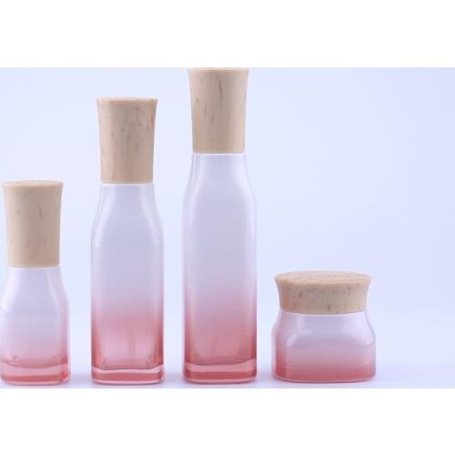 Pink Glass emulsion Refillable Ointment Bottles Empty Cosmetic Jar Pot Eye Shadow Face Cream Container 40ml100ml120ml50g 6pcs