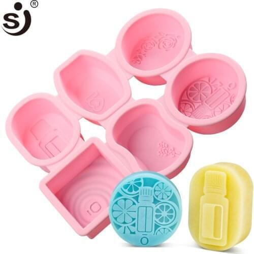 SJ New DIY Silicone Soap Mold Round Square for Handmade Soap Making Tools 3D 6 Patterns Soap Form