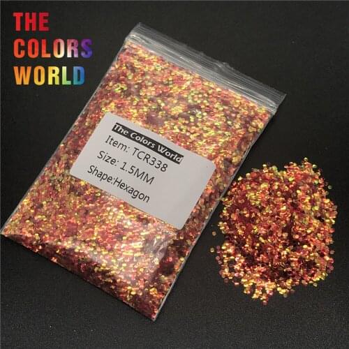 TCR338 Iridescent Rainbow Red With Gold Light Hexagon Shape Nail Glitter Nail Art Decoration Body Glitter Makeup Handwork DIY