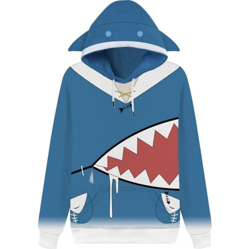 Hololive English VTuber Gawr Gura Cosplay Hoodie 3D Printed Sweatshirt Men Women Casual Streetwear Pullover Zip Up Jacket Coat