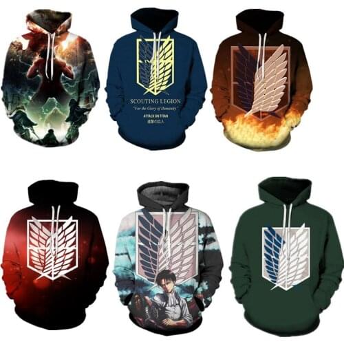 Anime Hoodie Attack On Titan Autumn Cosplay Long Sleeve Printing Sweatshirts Teen Pullover Personality Hip Hop Couple Clothes