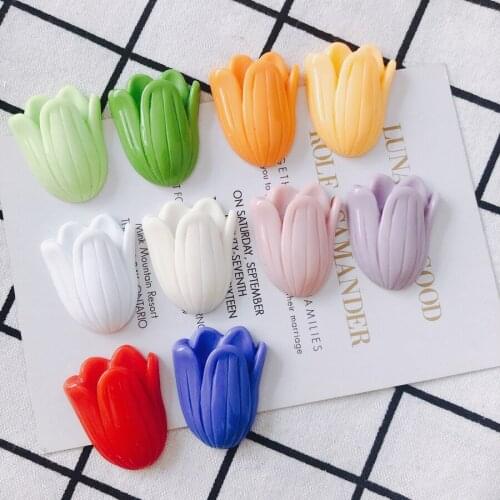DIY handmade jewelry accessories Daxi tulip color resin flower patch earrings materials