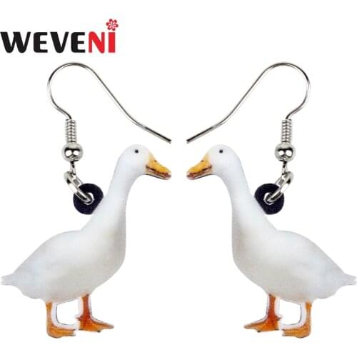 WEVENI Acrylic Snowy Duck Quacker Fowl Earrings Big Long Dangle Drop Novelty Farm Animal Jewelry For Women Girls Teens Wholesale