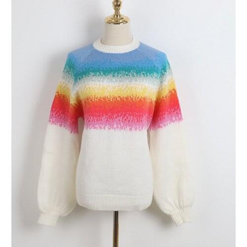 2021 Spring Sweater Long Sleeve Whit Crew Neck Kint Swaeter Womens